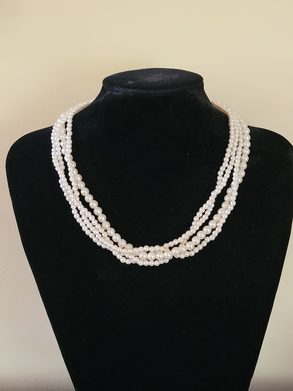 Vintage Off-White Multi-Strand Faux Pearl Necklace